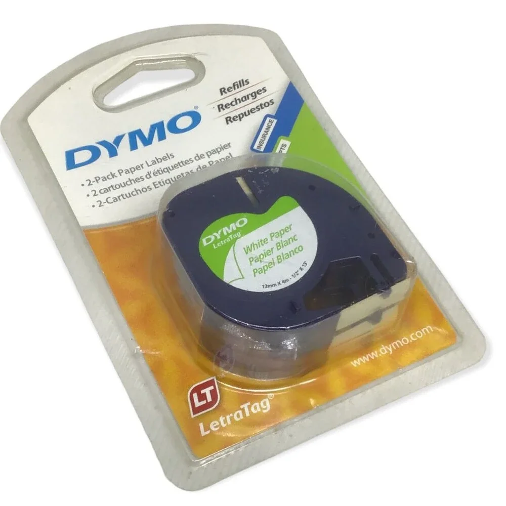Dymo Label Maker Refill 2 Pack Paper Cartridges White LetraTag 1/2